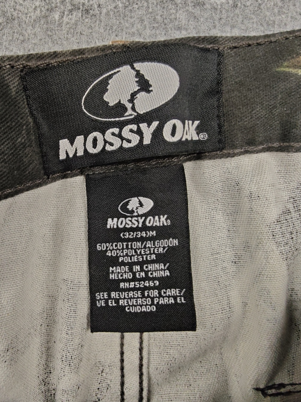 Mossy Oak Pants Mens 32x34 Black Cargo Camouflage Relaxed Fit Elastic Waist - Picture 5 of 12